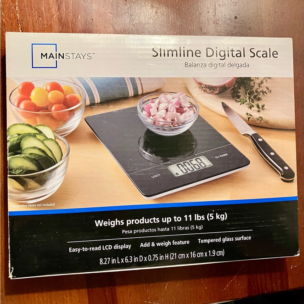 Mainstays Slimline Digital Scale in Black and Silver